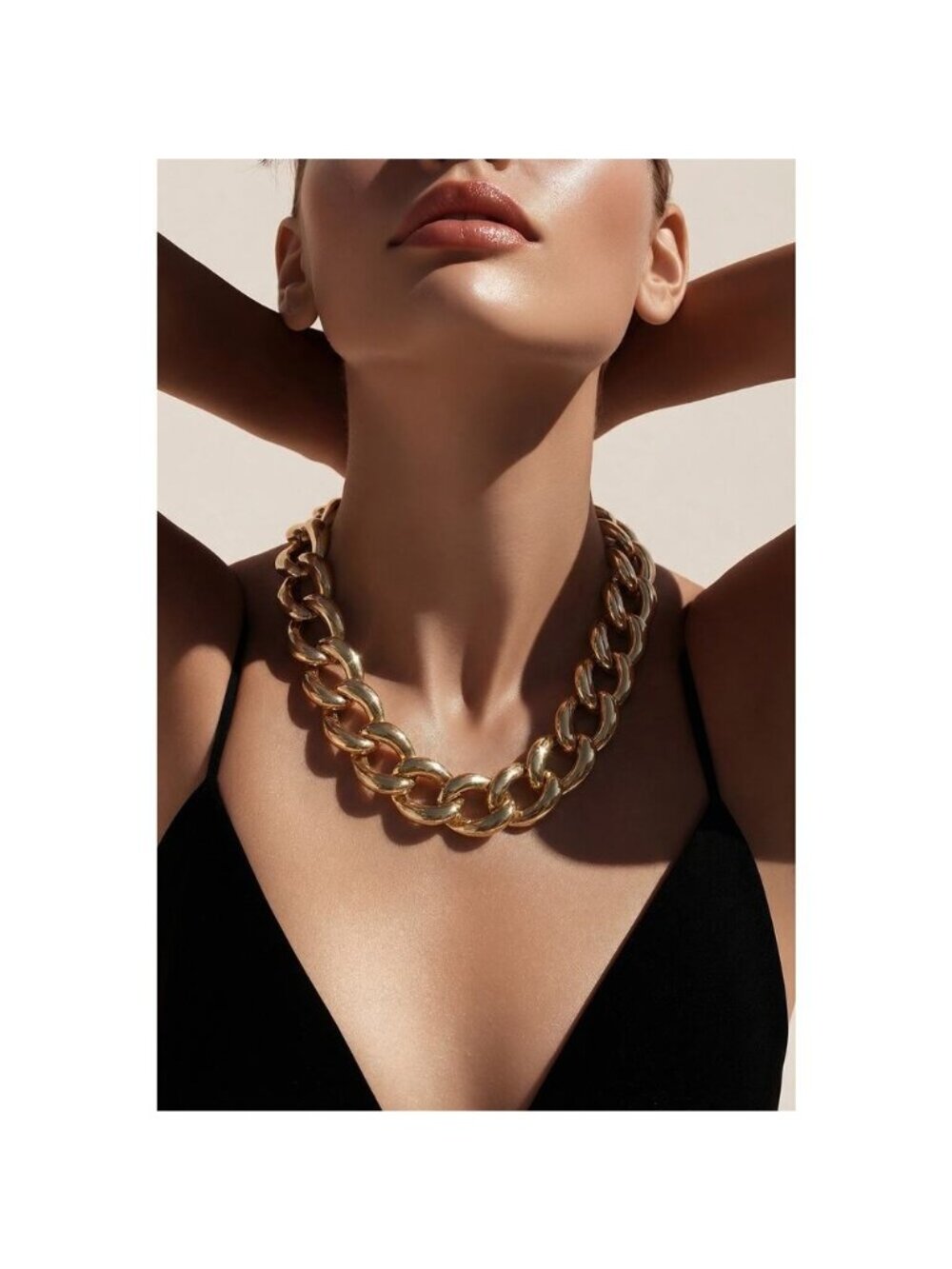 Chunky Gold-Tone Oval Link Necklace Bracelet Statement Jewelry Modern Accessory - Picture 2 of 8